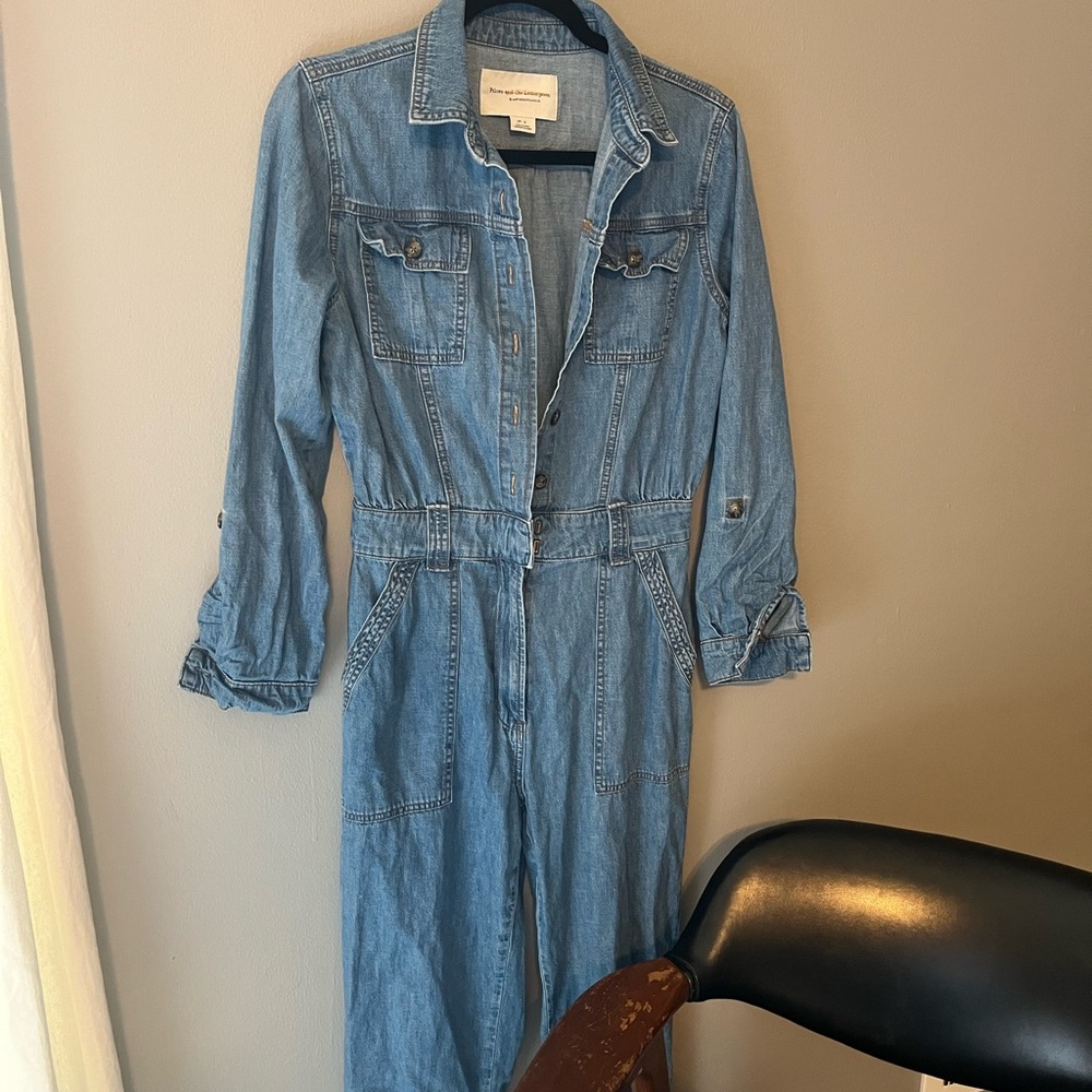 Anthropologie Pilcro and Letterpress Women’s Denim Jumpsuit with Tie Waist - Picture 3 of 5